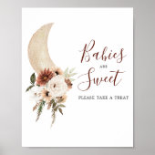 Boho Beige Moon Baby shower Baby's zijn zoet Poster (Voorkant)