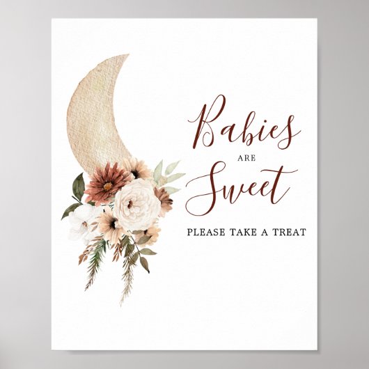 Boho Beige Moon Baby shower Baby's zijn zoet Poster (Voorkant)