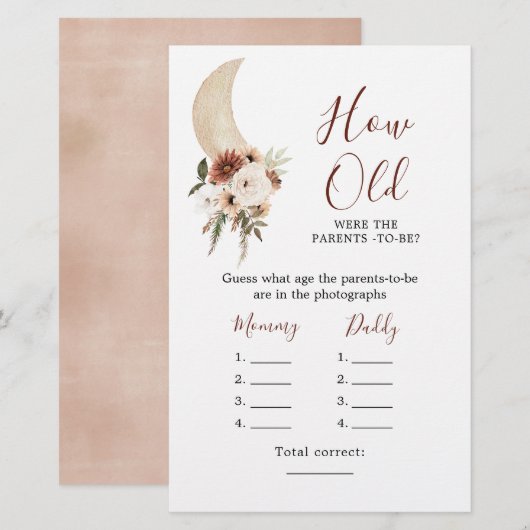 Boho Beige Moon Baby shower Hoe Oude Ouderen (Voorkant / Achterkant)