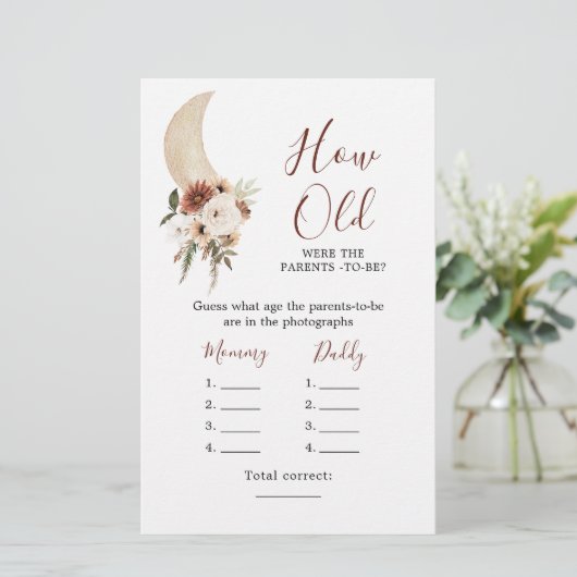 Boho Beige Moon Baby shower Hoe Oude Ouderen (Staand voorkant)