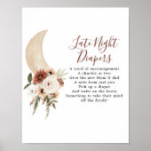 Boho beige Moon Baby shower laat 's nachts Poster (Voorkant)