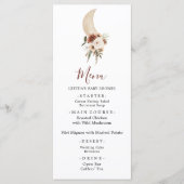 Boho Beige Moon Baby shower Menu Sign. (Voorkant)