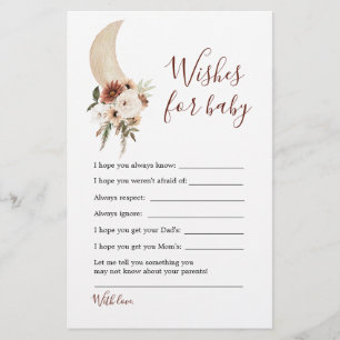 Boho beige Moon Baby shower wenst Baby