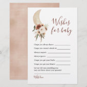 Boho beige Moon Baby shower wenst Baby (Voorkant / Achterkant)