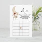 Boho Beige Moon Floral Baby shower Bingo Game Kaart (Staand voorkant)