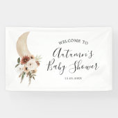 Boho Beige Moon Floral Baby shower Large Banner (Horizontaal)