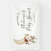 Boho Beige Moon Floral Baby shower Large Banner (Verticaal)