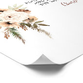 Boho Beige Moon Floral Baby shower Mam-osa Bar Poster (Hoek)