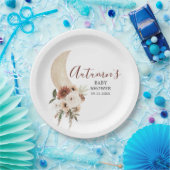 Boho Beige Moon Floral Baby shower Paper Bord (Feest)