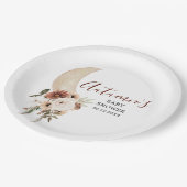Boho Beige Moon Floral Baby shower Paper Bord (Gekanteld)