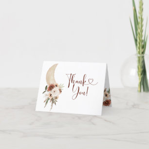 Boho Beige Moon Floral Hartelijk dank voor uw gevo Bedankkaart