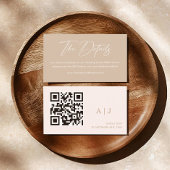 Boho Beige Neutrale Bruiloft Details QR Code Informatiekaartje
