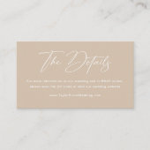 Boho Beige Neutrale Bruiloft Details QR Code Informatiekaartje (Voorkant)