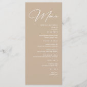 Boho Beige Neutrale Trouwdag Menu (Voorkant)