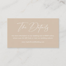 Boho Beige Neutrale Trouwdetails Qr Code Informatiekaartje
