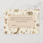 Boho Beige Oerwoud Dieren Luier Raffle Informatiekaartje (Voorkant)