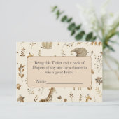 Boho Beige Oerwoud Dieren Luier Raffle Informatiekaartje (Staand voorkant)