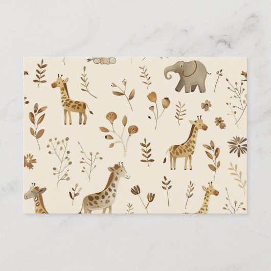 Boho Beige Oerwoud Dieren Luier Raffle Informatiekaartje (Achterkant)