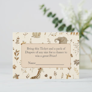 Boho Beige Oerwoud Dieren Luier Raffle Informatiekaartje