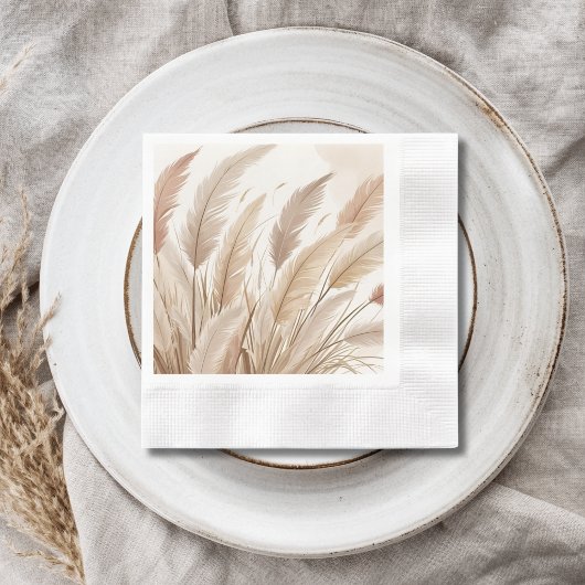 Boho Beige Pampagras Bruiloft Servet