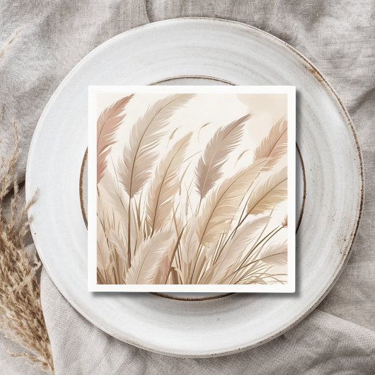 Boho Beige Pampagras Bruiloft Servet
