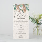 Boho Beige Pampas Gras Eucalyptus Groen Bloemen Menu (Staand voorkant)