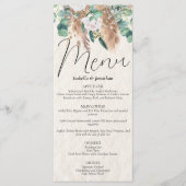 Boho Beige Pampas Gras Eucalyptus Groen Bloemen Menu (Voorkant)