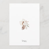 Boho Beige Pampas Gras Orchidee bruiloft receptie Informatiekaartje (Achterkant)
