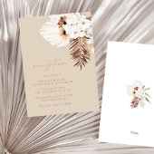 Boho Beige Pampas Gras Orchidee bruiloft receptie Informatiekaartje