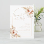 Boho Beige Pampas Grass Bridal Brunch Kaart (Staand voorkant)