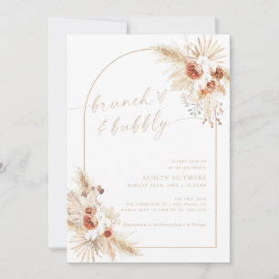 Boho Beige Pampas Grass Bridal Brunch Kaart