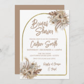 Boho Beige Pampas Grass Bridal Shower Uitnodiging (Voorkant / Achterkant)