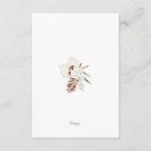 Boho Beige Pampas Grass Orchidee Wedding Details Informatiekaartje (Achterkant)