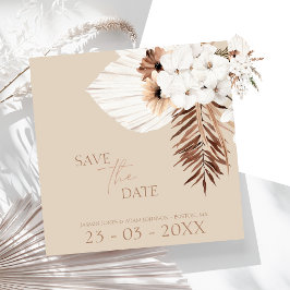 Boho Beige Pampas Grass Orchidee Wedding Save The Date