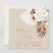 Boho Beige Pampas Grass Orchidee Wedding Save The Date (Voorkant)