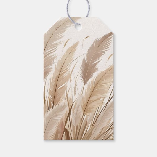 Boho Beige Pampas Grass Wedding Cadeaulabel (Voorkant)