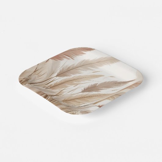 Boho Beige Pampas Grass Wedding Papieren Bordje (Gebogen)