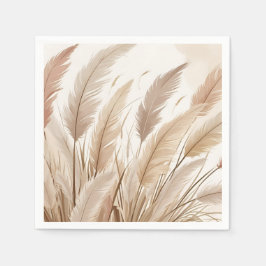 Boho Beige Pampas Grass Wedding Servet
