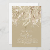 Boho Beige Pampas Modern Vrijgezellenfeest Kaart (Voorkant / Achterkant)