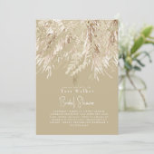 Boho Beige Pampas Moderne Bruiloftsborrel Kaart (Staand voorkant)