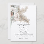 Boho Beige Pampas No Parents Ecru Wedding Kaart (Voorkant)