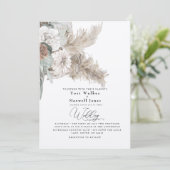 Boho Beige Pampas No Parents Ecru Wedding Kaart (Staand voorkant)