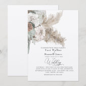 Boho Beige Pampas No Parents Ecru Wedding Kaart (Voorkant / Achterkant)