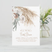 Boho Beige Pampas White Floral Vrijgezellenfeest Kaart (Staand voorkant)
