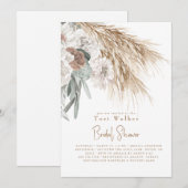 Boho Beige Pampas White Floral Vrijgezellenfeest Kaart (Voorkant / Achterkant)