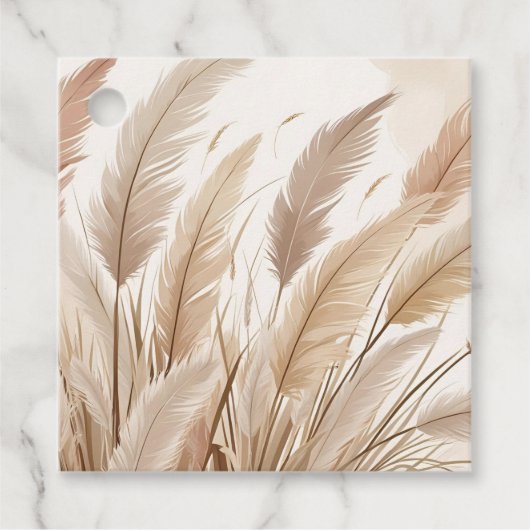 Boho Beige Pampasgras Bruiloft Bedankjes Labels (Voorkant)