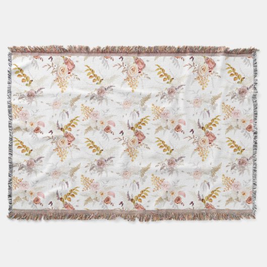 Boho Beige, Pampasgras Terracotta Aquarel We Deken (Voorkant)