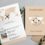 Boho Beige Passport Destination Wedding Invitation<br><div class="desc">Onze boho-geïnspireerde gevouwen trouwuitnodiging is de perfecte keuze voor koppels die een moderne en unieke bestemming bruiloft plannen. Aangezien u de uitnodiging opent, zult u alle belangrijke details van de bruiloft, met inbegrip van de datum, de tijd, de plaats, en een andere relevante informatie vinden. Het interieur is bedrukt op...</div>