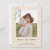 Boho Beige Photo Save the Date Kaart (Voorkant)