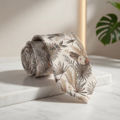 Boho beige planten stropdas